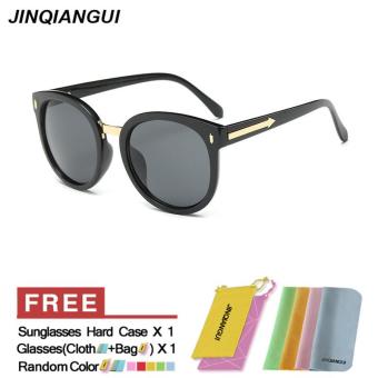 JINQIANGUI Sunglasses Women Round Retro Plastic Frame Sun Glasses Black Color Eyewear Brand Designer UV400 - intl