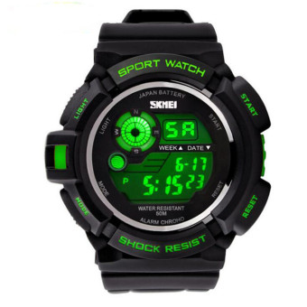 relogio digital Sport Watches Men Digital Watches 50M Waterproof Multifunction Climbing Dive LCD men's Wristwatch digital-watch((Green)