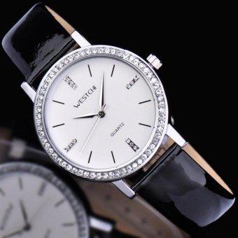 sengshen West Chi westchi genuine leisure Damen Strip Nail Drillscale belt quartz watch W3116L (Black) - intl