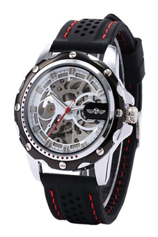 WINNER Men's Automatic Silicone Strap Watch (Black)