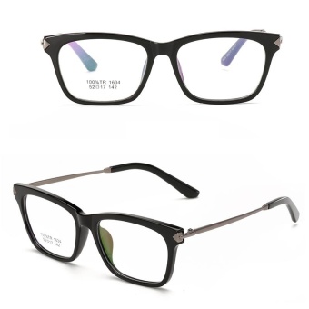 JINQIANGUI Fashion Glsses Frame Square Glasses BrightBlack Frame Glasses Plastic Frames Plain for Myopia Men Eyeglasses Optical Frame Glasses - intl