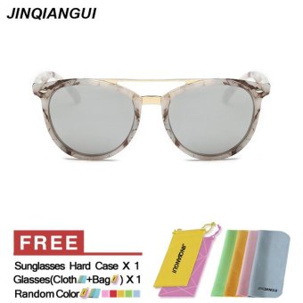 JINQIANGUI Sunglasses Women Oval Plastic Frame Sun Glasses Silver Color Eyewear Brand Designer UV400 - intl