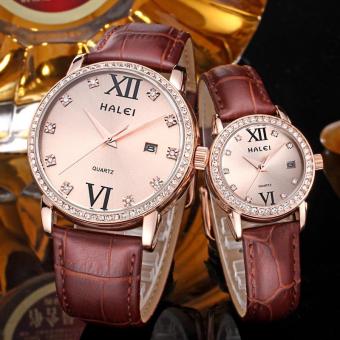 kobwa Genuine Leather Strap Watch Brand lovers watch wholesale calendar one generation waterproof (couple Watch) (Rose Gold)