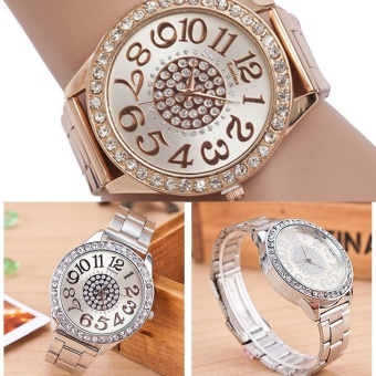 Luxury Women Diamond Stainless Steel Sport Quartz Wrist Hour Dial Watch Bracelet MIS - intl