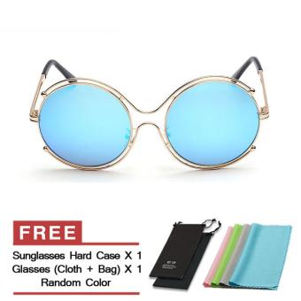 Women's Eyewear Sunglasses Women Retro Round Sun Glasses Blue Color Brand Design (Intl)