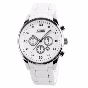 SKMEI Mens Automatic Watch Mens Fashion Alloy clock top quality famous china brand waterproof luxury military vintage(White) - intl