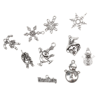 MagiDeal 10x Multi Style Snowflake Snowman Christmas Charms Pendants for DIY Jewelry - intl