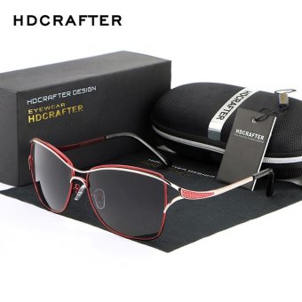 2017 HDCRAFTER Cat Eye Women Sunglasses Brand Designer Metal Frame Polarized Fashion glasses women's gafas de sol Good Quality color black with box - intl