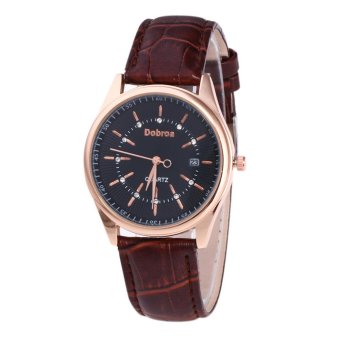 Fashion Men's Casual Luxury Watch Leather Band Quartz Wrist Calendar Watch - intl