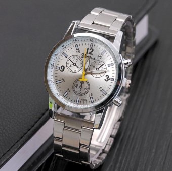 CE Geneva three six-pin steel watch watch Europe and the United States selling fashion single product watch selling single product round dial silver strap silver dial - intl