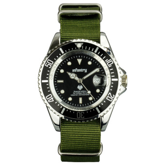 INFANTRY Mens Date Analog Wrist Watch Night Vision Tactical Sport Green Nylon