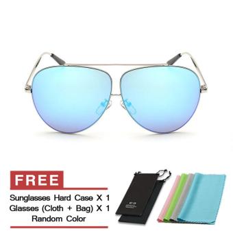 Women's Eyewear Sunglasses Women Aviator Sun Glasses Blue Color Brand Design (Intl)