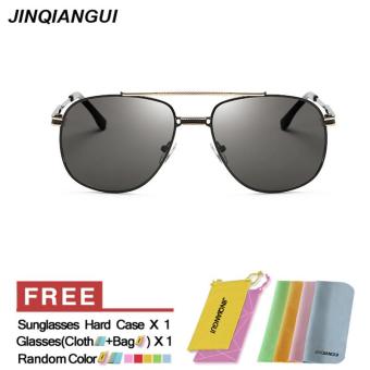 JINQIANGUI Sunglasses Men Square Titanium Frame Sun Glasses Grey Color Eyewear Brand Designer UV400 - intl