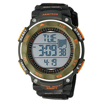 Armitron Sport Men's Quartz Resin and Rubber Fitness Watch, Color:Black (Model: 40/8377DGN) (Intl)