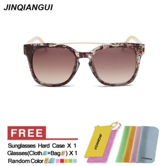 JINQIANGUI Sunglasses Women Square Plastic Frame Sun Glasses Leopard Color Eyewear Brand Designer UV400 - intl