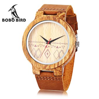 BOBO BIRD C19 Unisex Wooden Quartz Watch Concise Style Genuine Leather Band Japan Movt Wristwatch (Brown) - intl