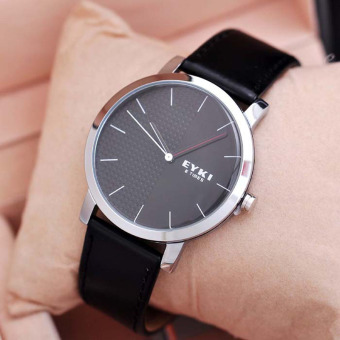 Brand Eyki Causal Women Genuine Leather Quartz Watch ( Black )