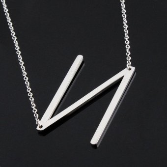 Ladies Stainless Steel Jewelry Choker Chunky 26 ABC Letter Pendant Necklace - intl