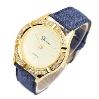 Coconie Geneva Women Diamond Analog Leather Quartz Wrist Watch Watches Blue Free Shipping