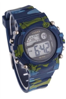 Thinch Children Boys Camouflage Swimming Sports Digital Wrist Watch Waterproof (Blue) - intl