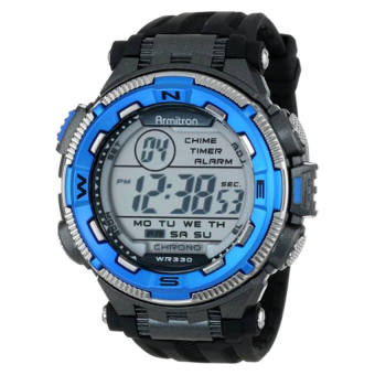 Armitron Sport Men's 40/8301BLU Blue and Silver-Tone Accented Black Resin Strap Chronograph Digital Watch (Intl)