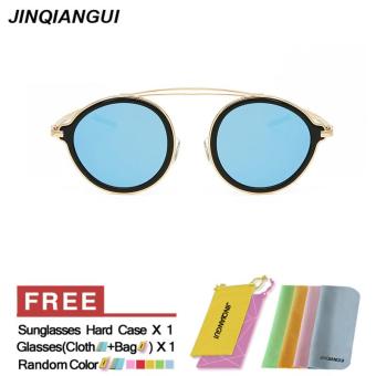 JINQIANGUI Sunglasses Women Round Retro Titanium Frame Sun Glasses Blue Color Eyewear Brand Designer UV400 - intl