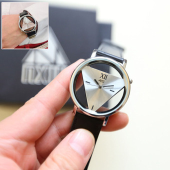 Coconiey Mens Womens Unique Hollowed-out Triangular Dial Black Fashion Watch Black -intl