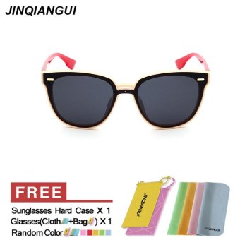JINQIANGUI Sunglasses Women Polarized Cat Eye Retro Plastic Frame Sun Glasses Black Color Eyewear Brand Designer UV400 - intl