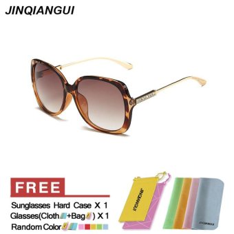JINQIANGUI Sunglasses Women Polarized Butterfly Plastic Frame Sun Glasses Leopard Color Eyewear Brand Designer UV400 - intl