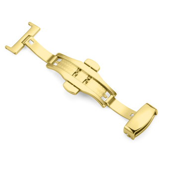 iStrap 14mm Stainless Metal Butterfly Deployment Buckle Double Push Watchband Clasp - Gold Tone - Intl  