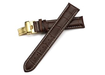 iStrap 16mm Calf Leather Strap Alligator Grain Replacement Watch Band for Golden Tone Cases Brown - Intl  