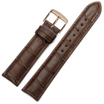 iStrap 16mm Calfskin Replacement Watch Band With Rose Gold Pin Buckle for Men Women - Brown  