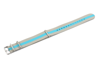 iStrap 18mm Nylon 3 Brushed Rings Stripe Fabric Diving Watch Band- Grey/Blue - Intl  