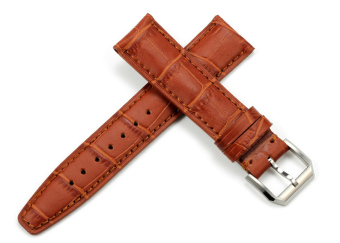 iStrap 20mm Genuine Calf Leather Embossed Alligator Grain Watch Band Padded Style fit IWC Portuguese Men - Honey Brown - Intl  