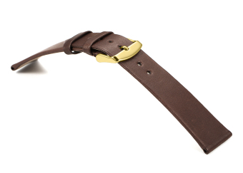 iStrap 20mm Genuine CalfSkin Leather Watch Band Golden Tone Steel Spring Bar Buckle Supper Soft-Dark Brown - intl  