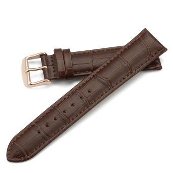 iStrap 21mm Calfskin Replacement Watch Band With Rose Gold Pin Buckle for Men Women - Brown  