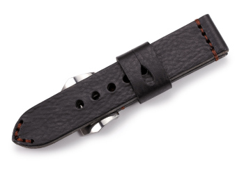 iStrap 24mm Calfskin Leather Watch Band Thick Full Grain Replacement Strap & Polished SS Pre V Tang Buckle - Brown - Intl  