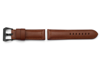 iStrap 24mm Matte Replacement Watch Strap Brown Italy Leather Black PVD Screw in Buckle Band - Intl  