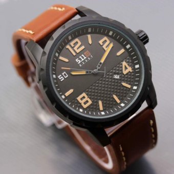 Jam Tangan Pria 5.11 Turn Back Crime- Leather Strep Brown  