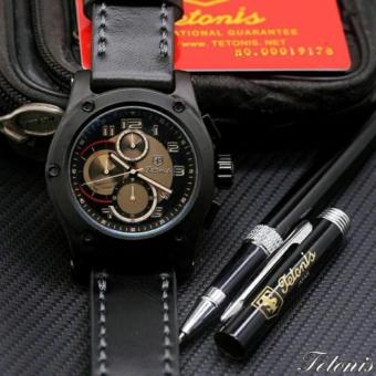 Jam Tangan Pria Tetonis TE-301-LGS Crono And Date Aktif Leather Strap Original  