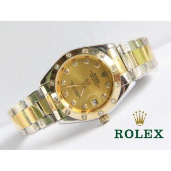 jam tangan Ro lex Date just Automatic Rantai Kombinasi Plat Gold  