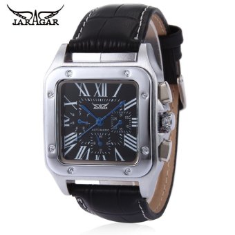 JARAGAR Men Auto Mechanical Watch Calendar Luminous Display Transparent Back Cover Wristwatch (Black)  