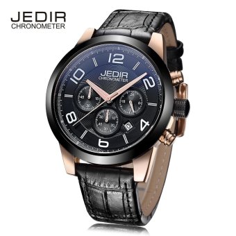 JEDIR 2025 Male Quartz Watch 24 Hours System Chronograph Luminous Men Wristwatch (Gold) - intl  