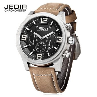 JEDIR 3010 Male Quartz Watch Chronograph Calendar Luminous Men Wristwatch (Brown) - intl  