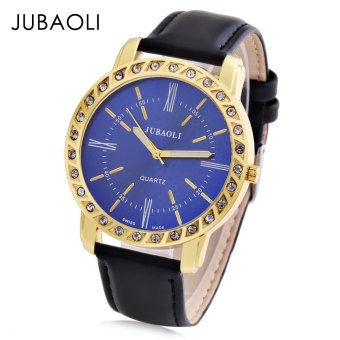 JUBAOLI 1135 Men Quartz Watch Luminous Pointer Artificial Diamond Dial Leather Band Wristwatch (BLUE)  