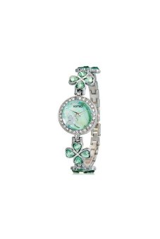 KIMIO 456 Women's Fashionable Analog Watch with Clover Design Strap Green  