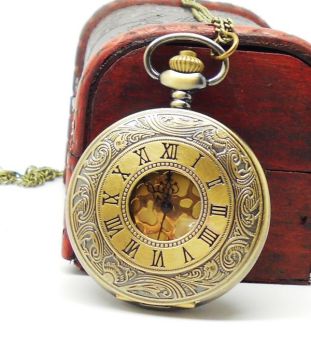 kobwa Wholesale dropship hot sale bronze big round golden face roman fashion vine pocket watch for woman (as pic) - intl  