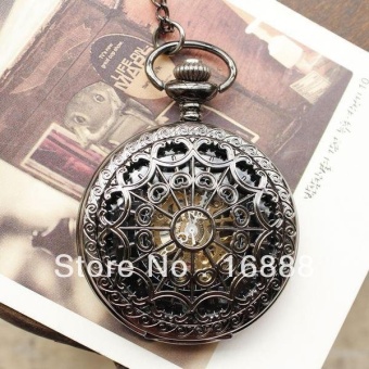 KuRun New arrival pocket watch necklace automatic mechanical watch hand wind spide pendants men women (as pic) - intl  