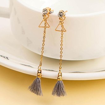Lady Women Triangle Tassel Diamond Dangle Drop Ear Studs Earrings Gifts - intl  