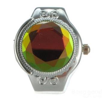 LD Shop Fashion Women Crystal Finger Ring Watch Adjustable (White) (Intl) - intl  